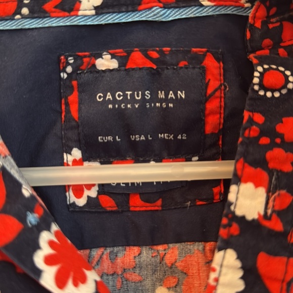 Preowned Men’s Size Large Slim Fit Cactus Man Ricky Singh Button Down Shirt - Picture 3 of 5
